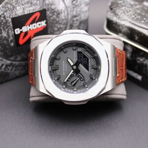 Casio G-SHOCK Custom CasiOak Leder Braun Silber 44mm Edelstahl Herrenuhr & Armbanduhr Casio GA-2100 Bild 1