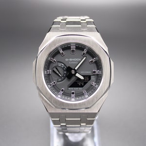CasiOak Custom G-Shock STEEL SILVER de Zeitmanufaktur Casio Mod GA2100 montre pour homme argent 44 mm image 5
