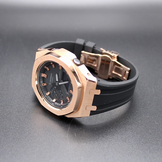 CasiOak "BLACK & ROSE" - Casio GA2100 Modifikation - Herrenuhr 44mm