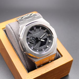 CasiOak Custom G-Shock STEEL SILVER de Zeitmanufaktur Casio Mod GA2100 montre pour homme argent 44 mm image 3