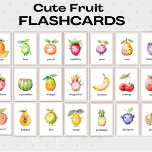 Vocabulaire numérique imprimable de cartes mémoire de fruits pour enfants