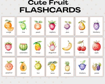Fruit Flashcards Printable Digital Fruit Flashcards Vocabulary For Kids Image Cards For Preschool Students Classroom Fruit Flashcards