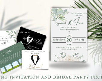 Wedding Invitation, Digital Invitation, Digital Download, Wedding Invitation Template, Canva Editable Template, Personalised Template