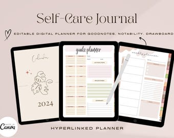 Self-Care Planner, Digital Wellness Journal, Mental Health Tracker, Daily Self-Care Planner, Self-Love Journal