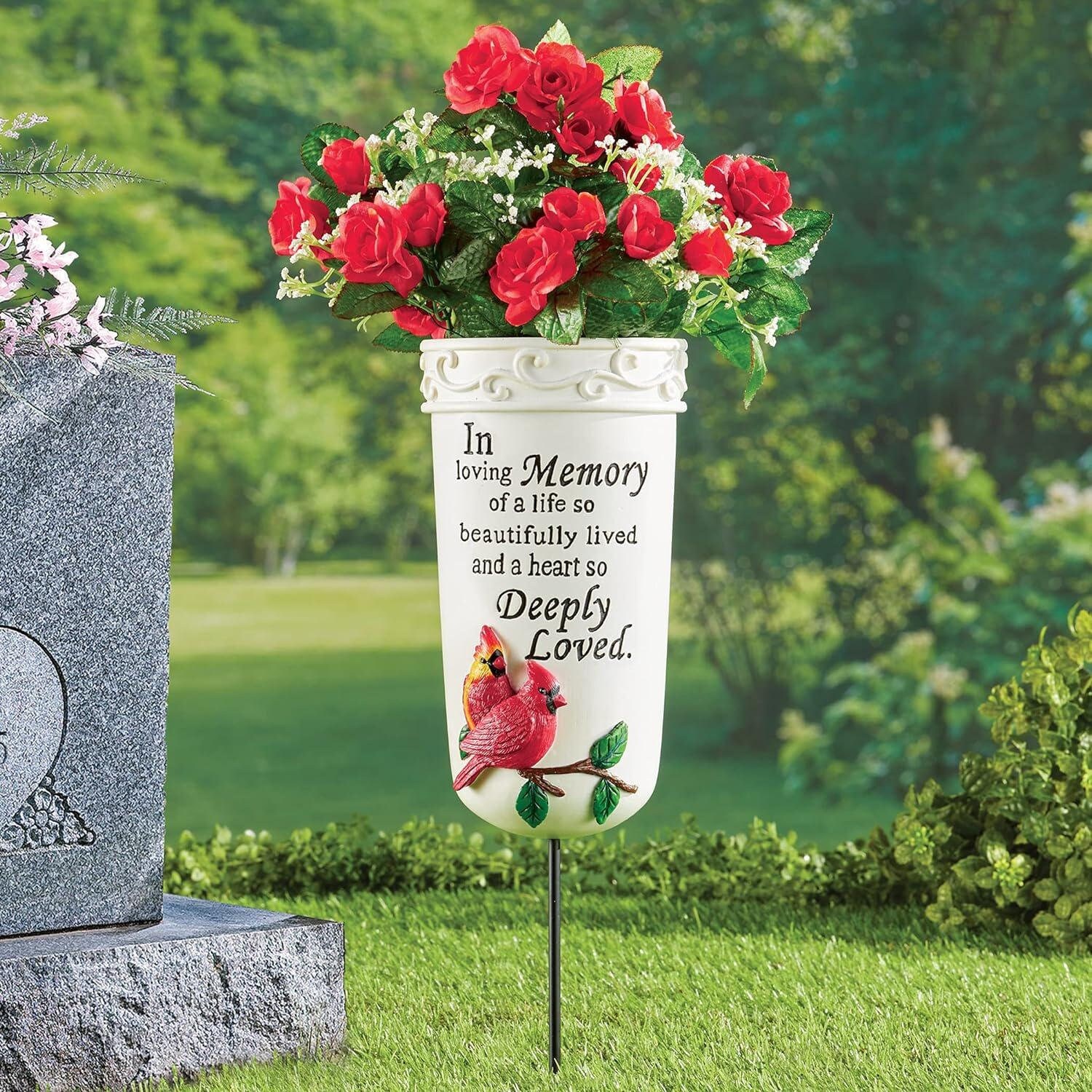 In Loving Memory Cardinal Memorial Garden Vase Stake Etsy