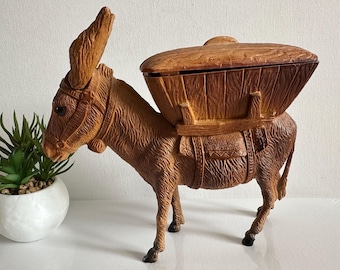 Vintage Brown Plastic Donkey Cigarette Dispenser - Smoker Gift - Bar Decor 