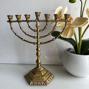 Menorah candlestick with seven candles