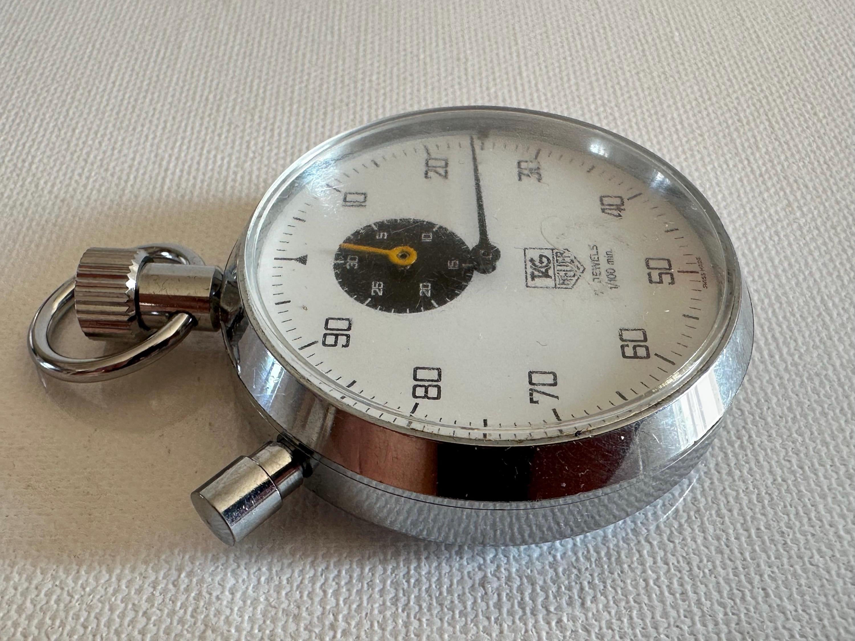 Vintage Heuer Trackstar Stopwatch With Manual Winding, 7 Stones