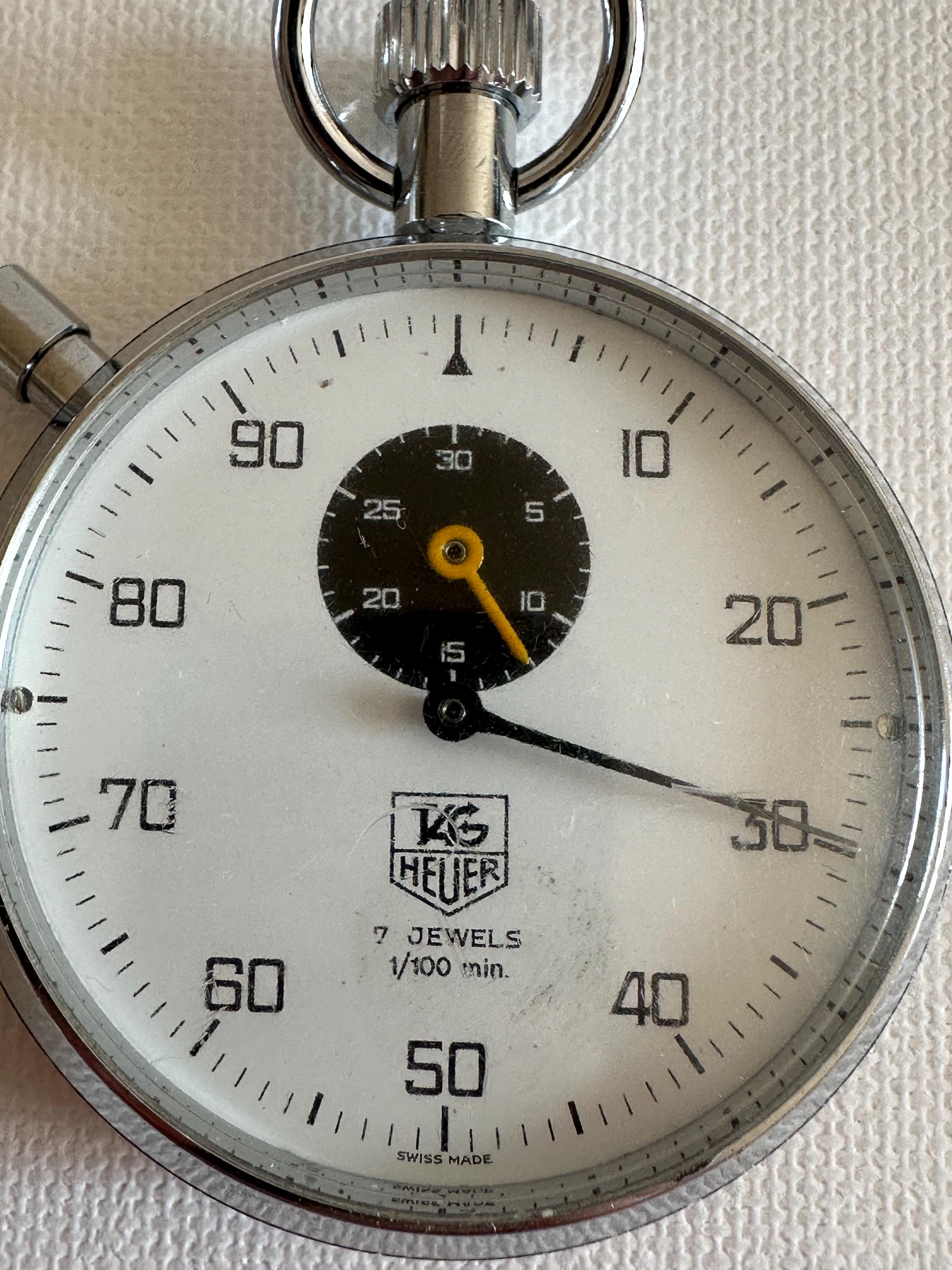 Vintage Heuer Trackstar Stopwatch With Manual Winding, 7 Stones