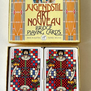 Vintage playing cards Jugend Stil Art Nouveau - 2 decks of 55 playing cards Piatnik Austria #2136