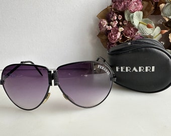 lunettes de soleil pliantes vintage FERRARI originales dans leur étui d'origine des années 1980