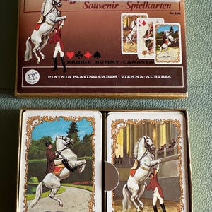 Vintage playing cards Spanische Hofreitschule Piatnik 1975, two decks of 55 pieces