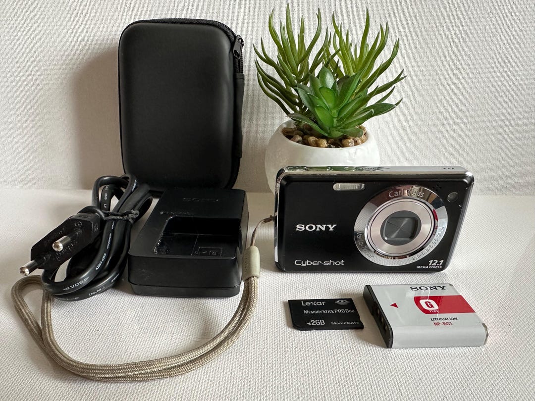 Caricabatterie Per Sony Cybershot DSC-W200/W210/W215 Con Cavo Auto E Spia LED