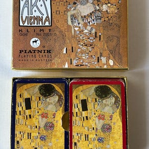 Vintage playing cards Vintage Art Vienna Klimt Gold Adele B Bauer - 2 decks of 55 playing cards PIATNIK Austria #2201
