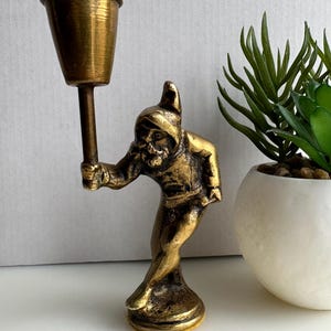 Vintage bronze mini candlestick Gnome with Torch