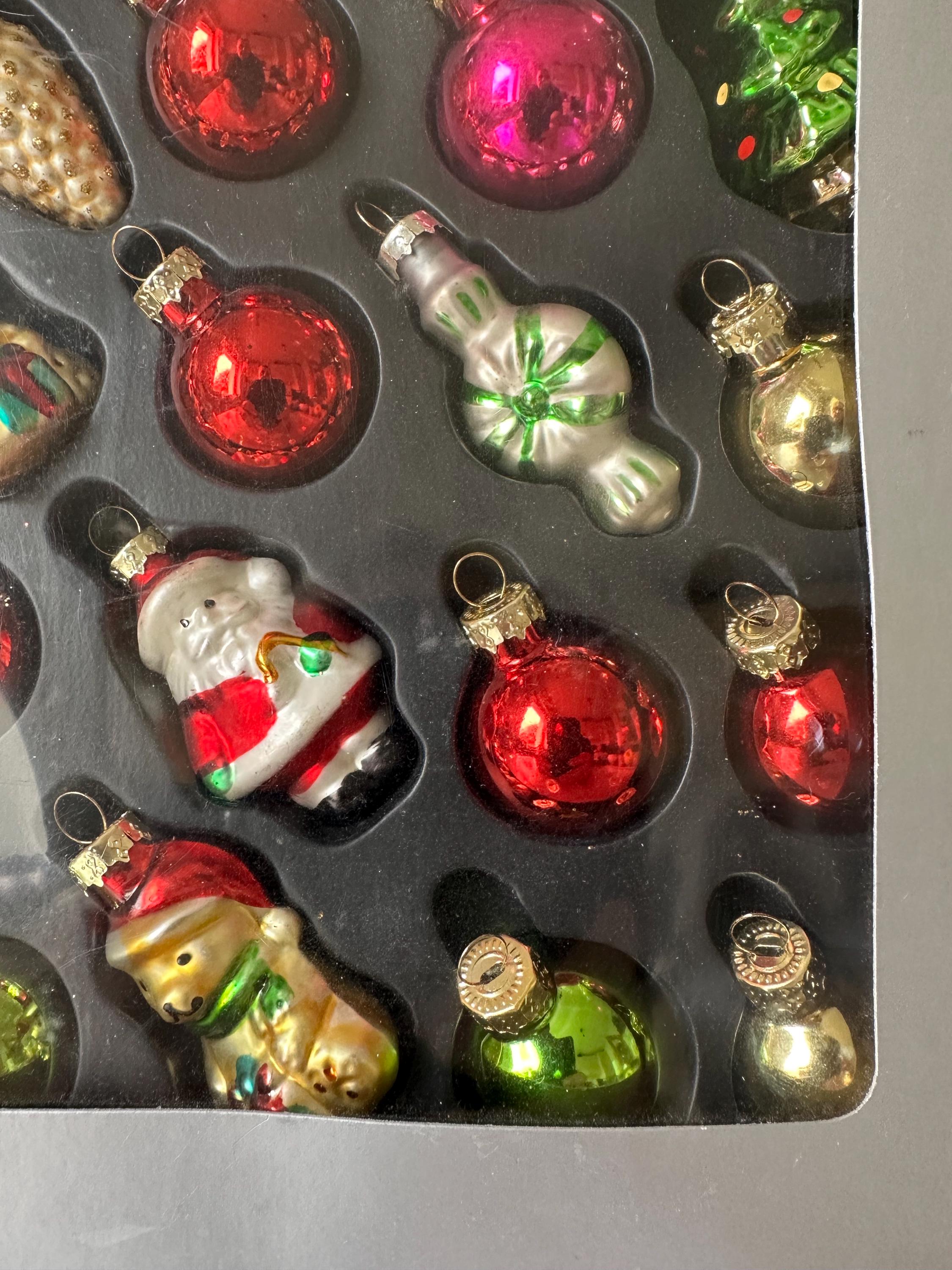ヴィンテージガラスクリスマスカラフルオーナメントセットボックス入り