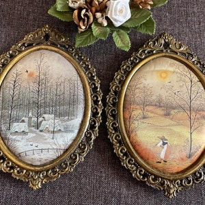 Vintage set of two decorative frames with pictures of Italy