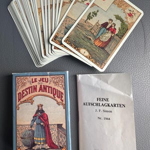 Vintage waarzeggerijkaarten Jeu Du Destin Antique Piatnik 1986