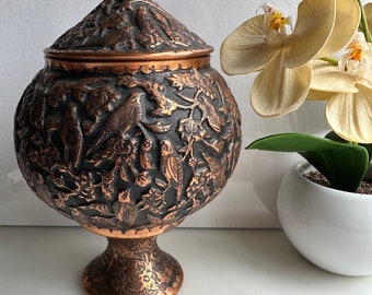 Vintage handmade Galamzani vase (chased on copper)