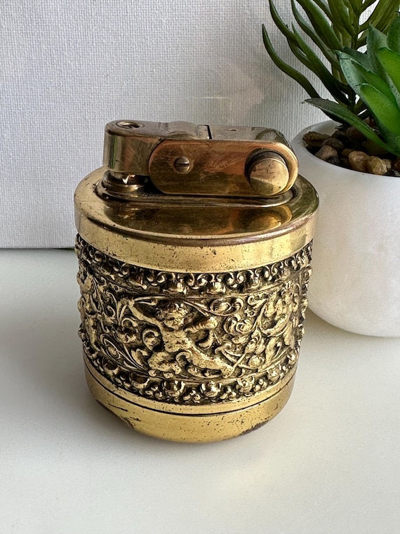 Vintage Erhard & Söhne Table Lighter, Brass Lighter, Putti Vintage Erhard & Söhne Table Lighter, Brass Lighter, Putti