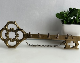 Vintage brass key holder with five hooks