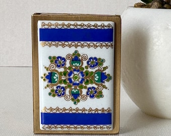 Vintage matchbox holder with enamel Austria