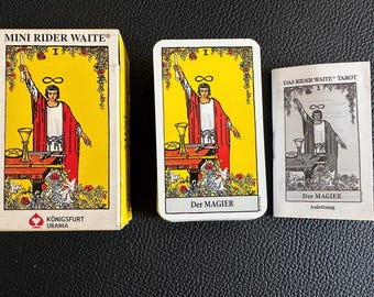 Vintage mini Rider and Waite Tarot "The Magician" deck (78 cards, instructions)