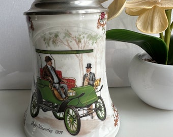 Vintage collectible 1970 Pope-Waverley beer mug hand painted by Dr. MERKLE ATELIER, made in Germany