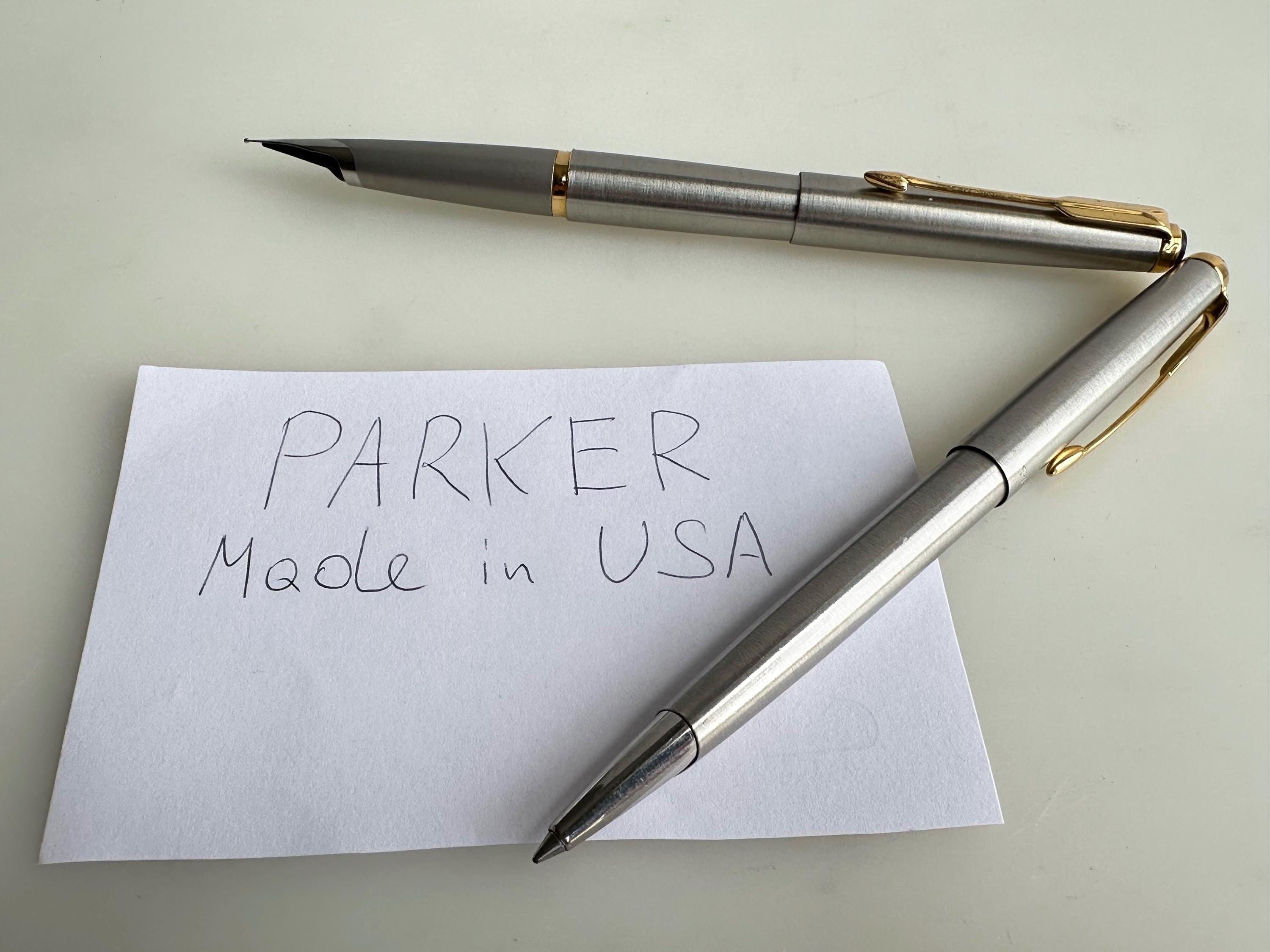 A Set of Two Pens, a Ballpoint Pen + a Fountain Pen, Parker, in a