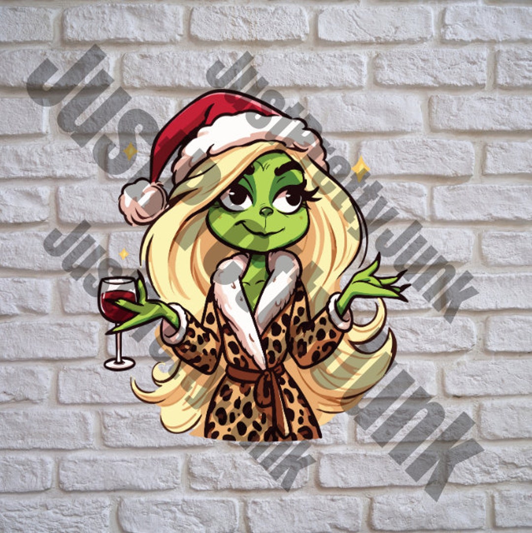Grinch With Wine Png Download, Grinch Digital File, Girl Grinch - Etsy