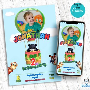 Ballon Geburtstagseinladung Vorlage für Kindergeburtstag Party Einladung, Digitale Geburtstagseinladung mit Foto, Ballon-Geburtstagsfeier