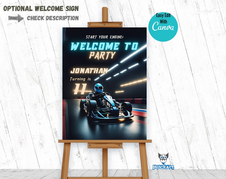 Go-kart Birthday Invitation Template for Kids Birthday Party Invitation
