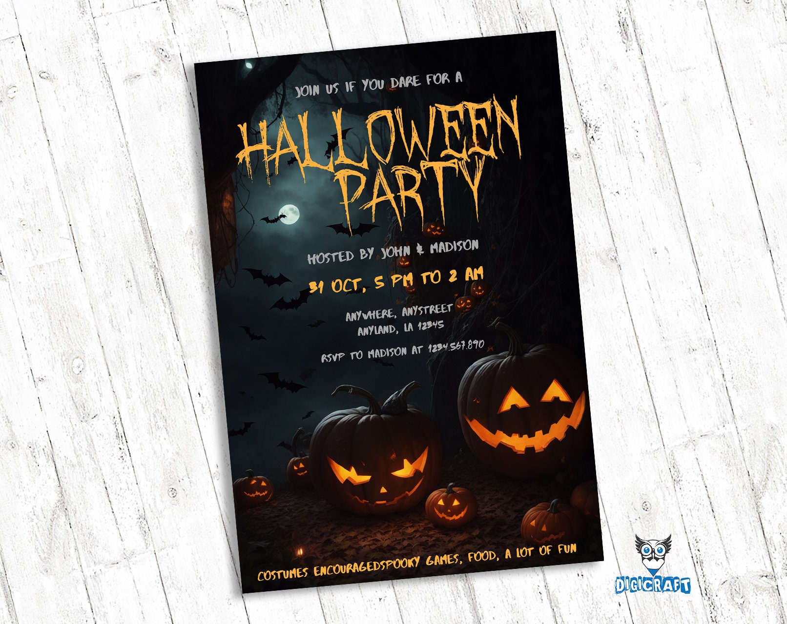 Editable Halloween Invitation Template Halloween Party Etsy Editable Halloween Invitation Template Halloween Party Etsy