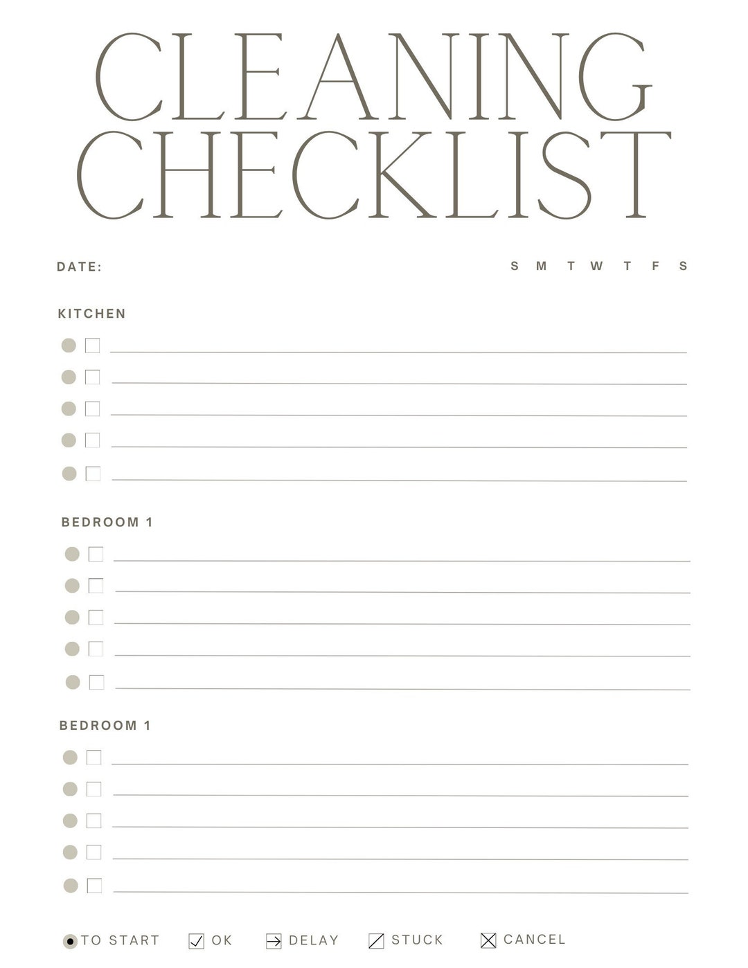 Cleaning Checklist Etsy