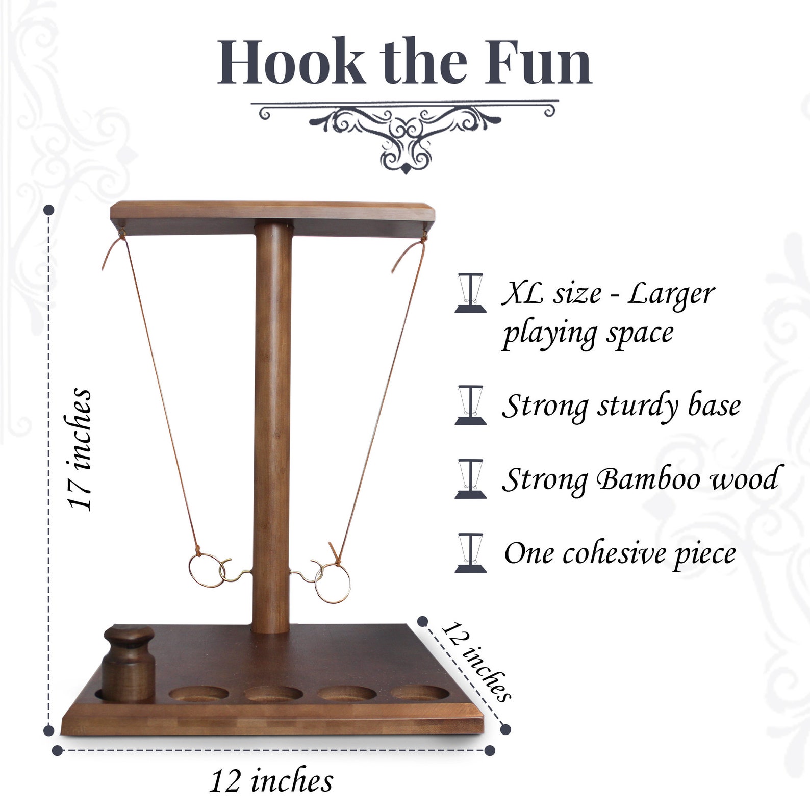Bamboo Ring on a String Game Ring. Toss Game for Adults & Family Hook ...