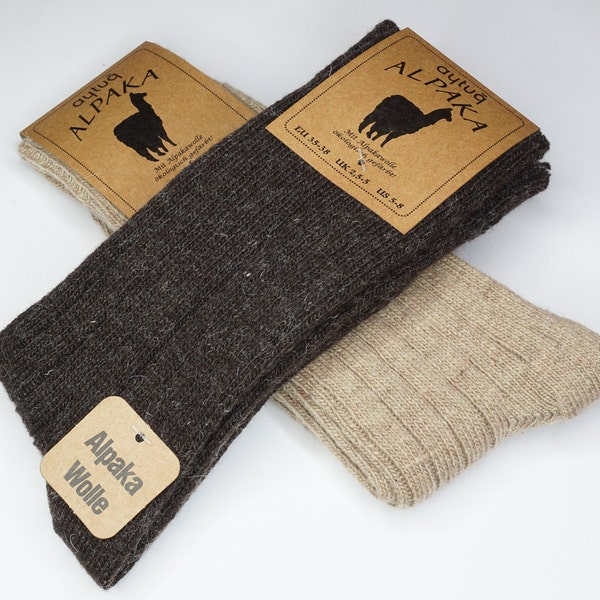 2 Paar Alpaka Socken - 2 Paar Alpaca Socken - 2 Paar Alpakasocken Natur Warm Gemütlich Wollsocken   Thermosocken Wintersocken Feinstrick