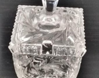 Azucarero cuadrado vintage con tapa, diseño de molinillo.