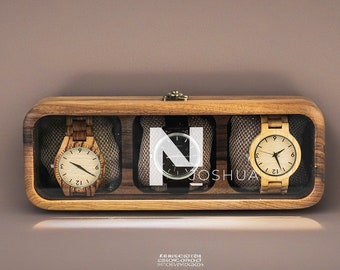 Personalized watch case, Wooden watch organizer, Watch storage, Watch display case, Wooden watch box, Watch collector case