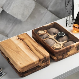 Boîte à montres en bois, Boîte à montres en bois, Rangement pour montres en bois, Organisateur de montres en bois, Boîte à montres personnalisée, Boîte à montres personnalisée