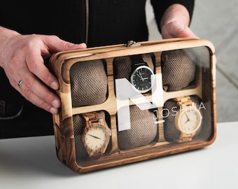 Watch Box for Men - Premium Wood Watch Organizer with Personalization - Watch storage, Wooden watch box, Men's watch box