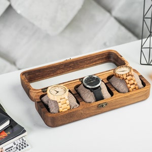 Men's watch box, wooden watch case, personalized organizer, watch holder, multiple watch box, engraved watch case, gift for men, watch case image 5