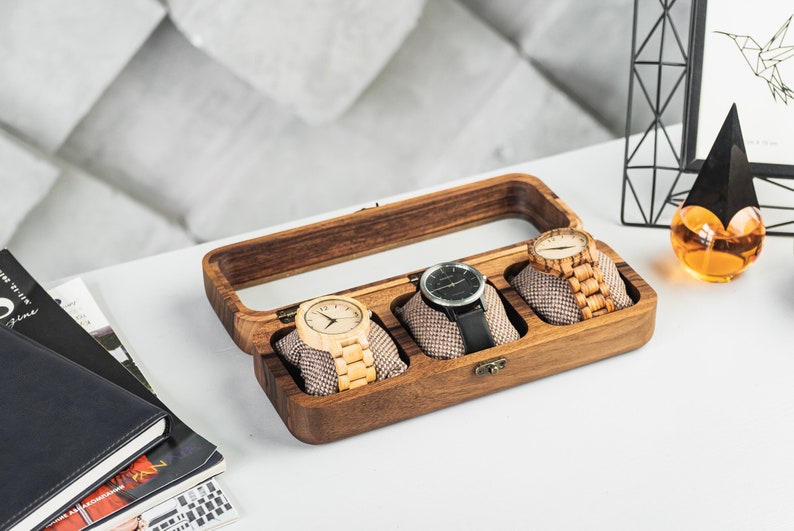 Men's watch box, wooden watch case, personalized organizer, watch holder, multiple watch box, engraved watch case, gift for men, watch case image 5