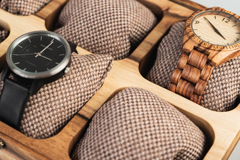Men's watch box, wooden watch case, personalized organizer, watch holder, multiple watch box, engraved watch case, gift for men, watch case image 9