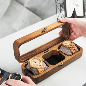 Men's watch box, wooden watch case, personalized organizer, watch holder, multiple watch box, engraved watch case, gift for men, watch case image 8