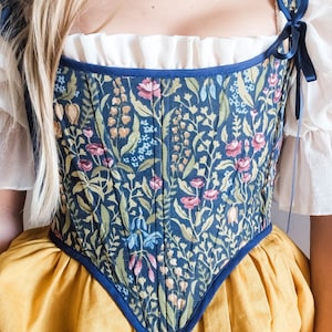 Back Lace Renaissance Corset, Bodice, Stays | Cottagecore Corset Top | 18th Century Style Overbust Stays | Historical Costume | Custom-Made