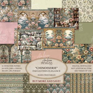 Diario de brocado con motivos florales del Lejano Oriente, tamaño A4, tarjetas de felicitación estilo pagoda, páginas de damasco chinoiserie, álbum de recortes con peonías orientales, elegante diseño japonés.