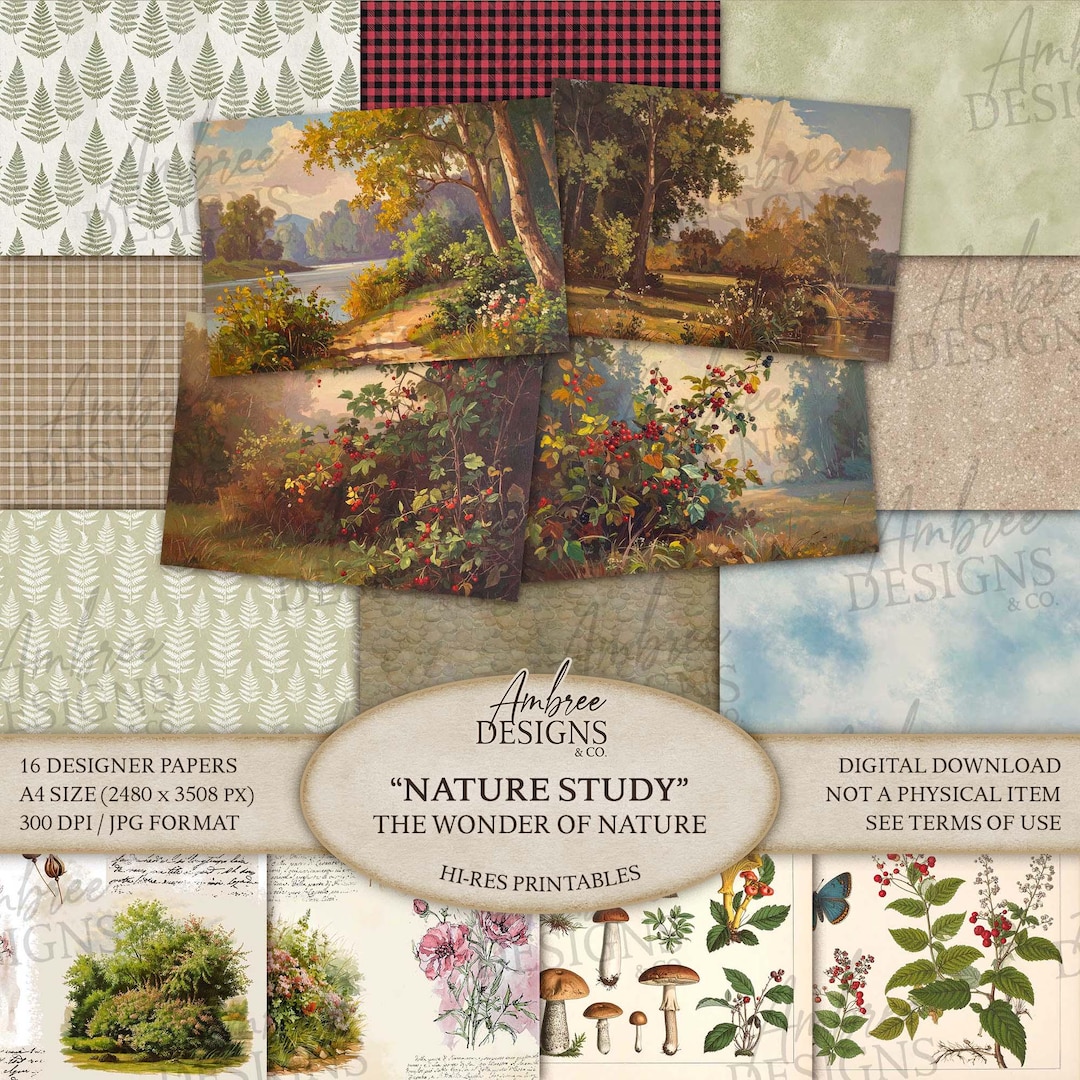 Rustic Field Journal A4-size Nature Study Paper, Field Journal Pages, Vintage Botanical ...