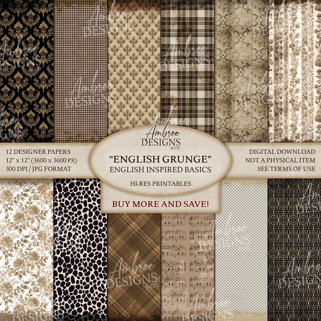 Rustic English Paper 12 X 12 English Grunge Paper, England Inspired Basics, Printable ...