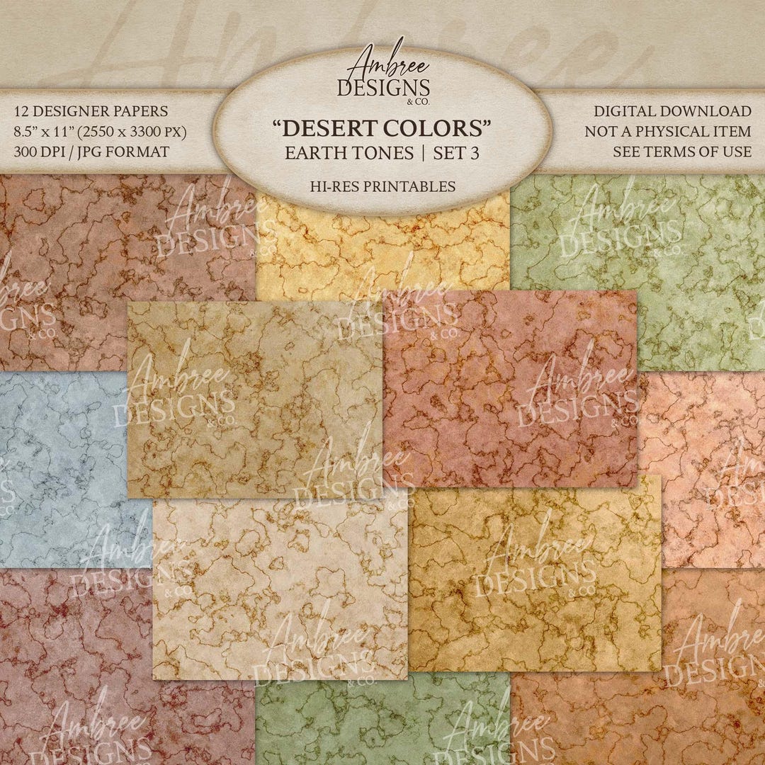 Desert Tone Papers, 8.5 X 11 Marbled Textures, Nature Tone Palette ...