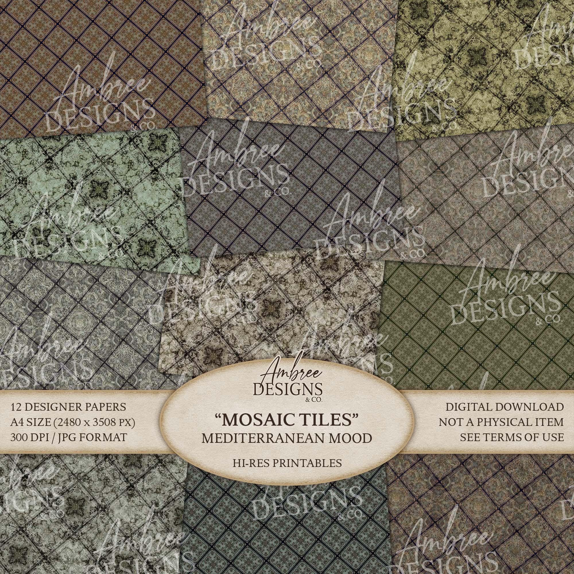 A4-size Mosaic Tile Paper, Mediterranean Style, Old World Journal ...